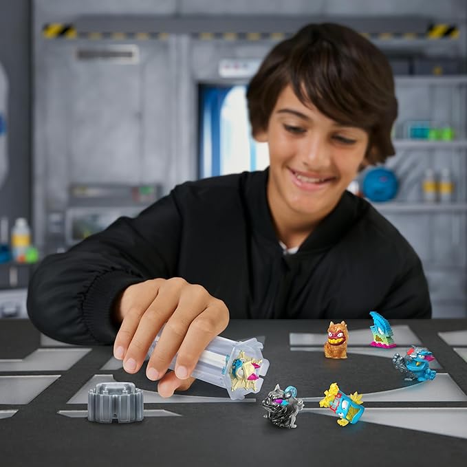 MRBEAST LAB Swarms Series 3, Hyper Fusion Series, 6 Pack - Lab Pack Includes 6 Micro Beasts, 6 Collectible Stickers & 2 Stackable Fusion Caps to Build Out Your Own