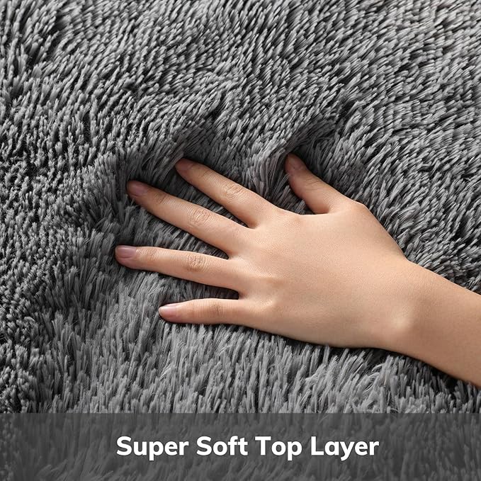 Ophanie 5x8 Area Rug, Grey Rugs for Living Room Fluffy Shag Large Fuzzy Plush Soft Rug, Gray Shaggy Carpets for Bedroom, Kids Boys Girls Dorm Nursery Home Decor Aesthetic