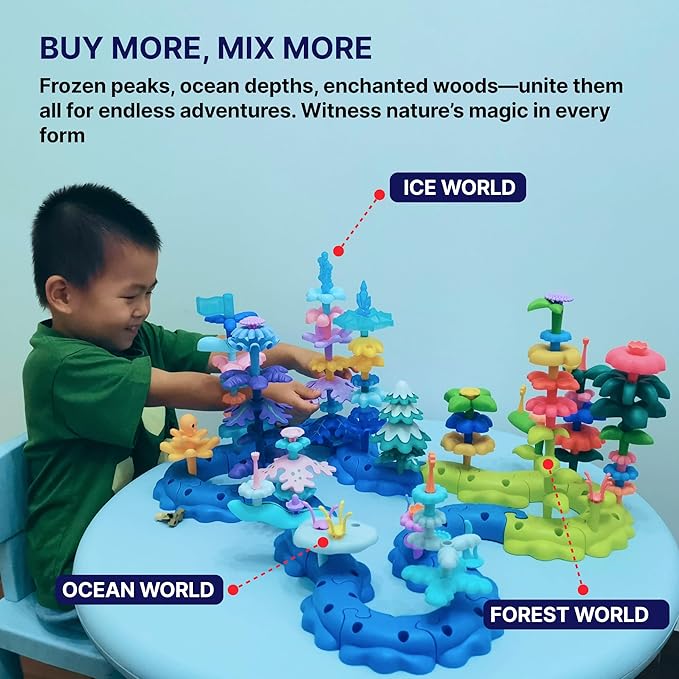 Coral Reef STEM Building Blocks for Small Groups - 38PC Educational Toys with Octopus, Creative Learning Kit for Preschool & Daycare Ages 3-5 (Ocean-World-L1)