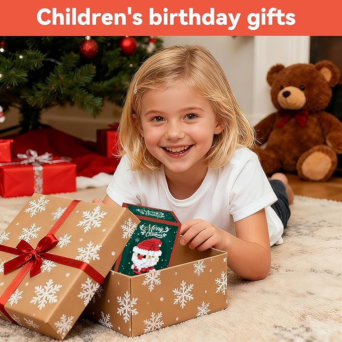 4 Pack Christmas Stocking Stuffers Gifts for Kids, Santa Claus Design Building Blocks, 2025 New Christmas Building Blocks Theme Ornaments, Xmas New Year Birthday Gifts for Boys, Girls and Teens