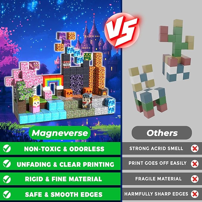 150 PCS Magnetic Blocks - Magnet Toys for Kids, Boys and Girls, Magnetic Building Blocks Cubes, Stacking Magnets for Kids, Birthday Gifts for Boys and Girls Age 3+ Years Old