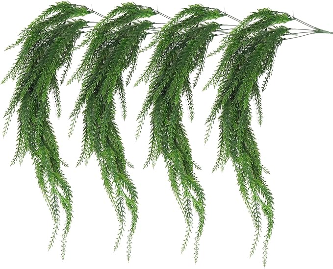 RECUTMS 31.5”Artificial Hanging Plants Christmas Fake Ivy Leaves Decoration Fern Vine for Indoors Outdoors, Faux Foliage Greenery Decor Living Room Balcony Garden 4 pcs (Green)