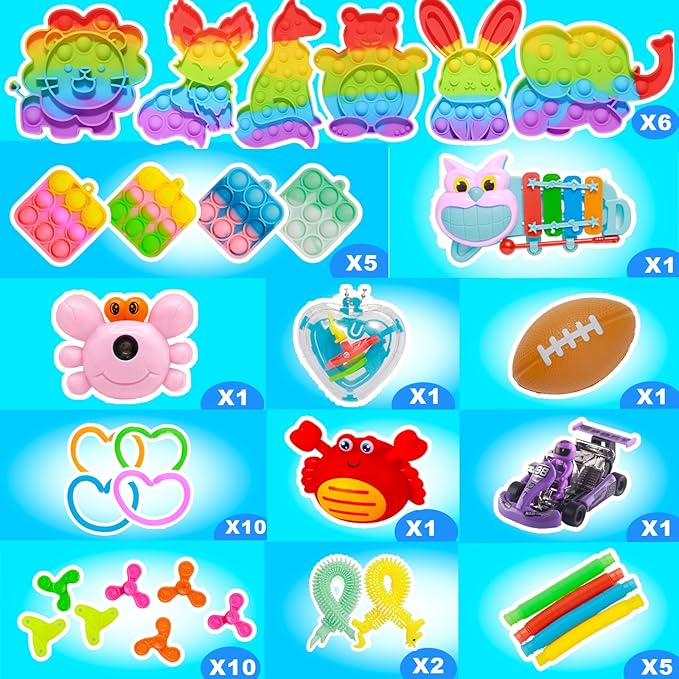 140 Pcs Kids Party Favors, Stocking Stuffers Gifts,Fidgets Toys Pack,Bulk Toys for Carnival Treasure, Classroom Prizes Box,Adults Stress Relief,Sensory Toys,Pinata Filler