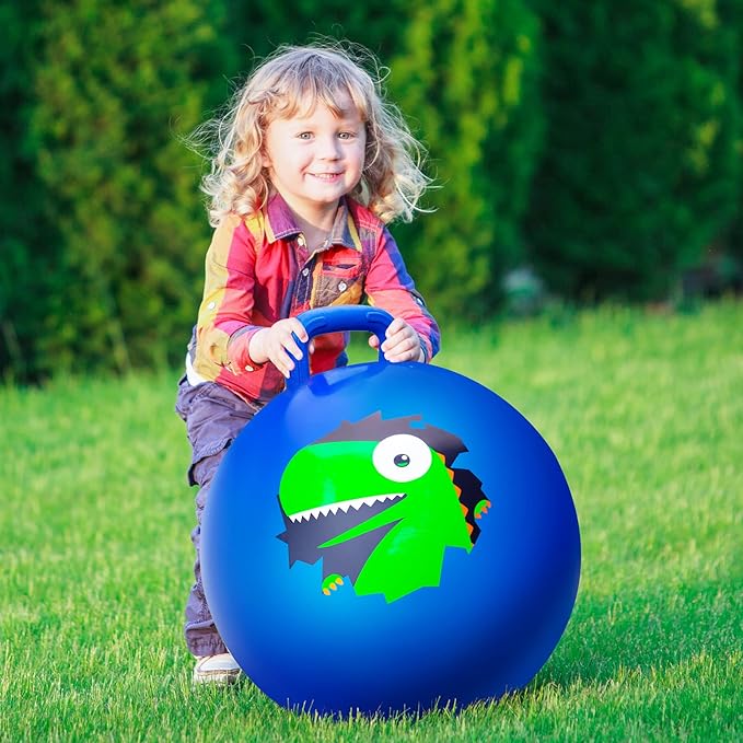 ZOOJOY 20 Inch Hopper Balls for Kids 5-12, Sit On Bouncy Ball with Handle, Inflatable Hippity Hop for Indoor/Outdoor Play, Dinosaur Jumping Toys for Boys & Girls Gifts with Air Pump