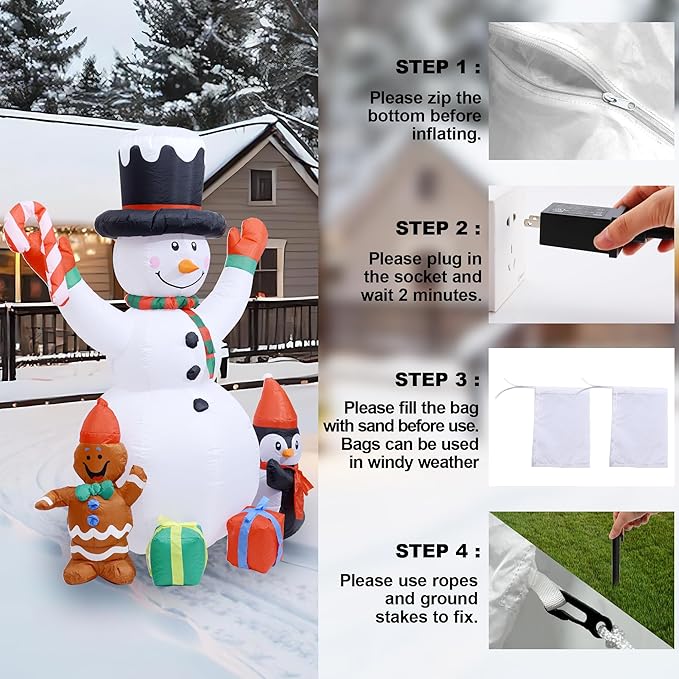 Christmas Decorations, Inflatable Snowman Christmas Yard Decoration - 6ft Built in Colorful Rotating LED Lights Blow Up Outdoor Yard Decorations for Holiday/Party/Lawn/Garden, Ultimate Unicorn