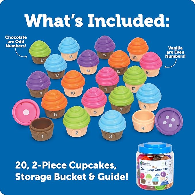 Learning Resources Mini Counting Cupcakes, Birthday Cake, Sensory Toys, Montessori Toys, Preschool Learning Activities, Play Food Sets for Kids Kitchen, Lakeshore Learning Toys, Fine Motor Games