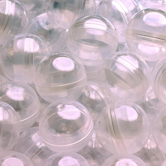 Capsule Vending Machine Round 100 pcs 1.1 inch - Gumball Machine Capsules Bulk Clear Container - Easter Basket Stuffers Birthday Gifts Pinata Stuffers DIY Craft Supplies - Clear Capsules Empty