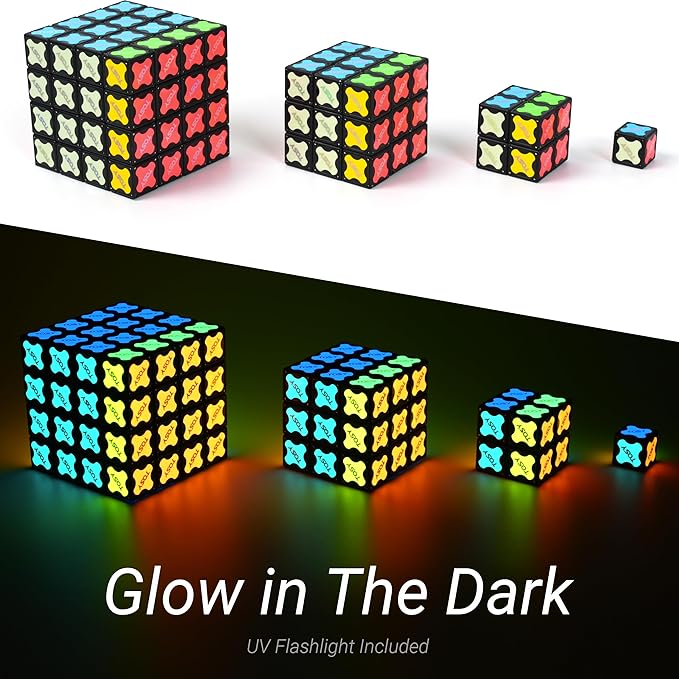 TOSY Magnet Cube 3x3 - 240 Magnets, 30 Blocks, 7 in 1 Toy: Puzzle Cube Game, Creative Building Blocks, Transformable Fidget Spinner, Infinity Cube, Magnet Tiles, UV Flashlight, Glowing STEAM Toy