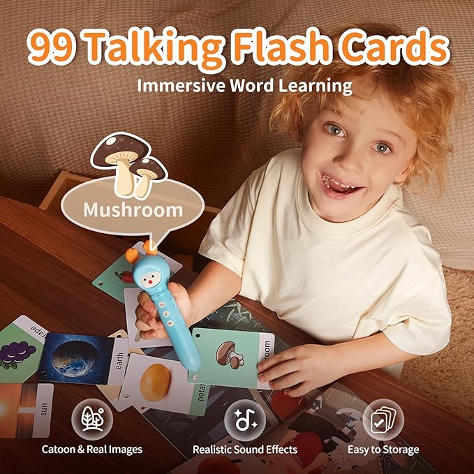 alilo Talking Pen Books Sets for Toddlers 2-6, Kids Learning Electronic Toys, Early Educational Gifts for Boys Girls, with 3 Interactive Audio Sound Books, 100 Talking Flash Cards, Alphabet