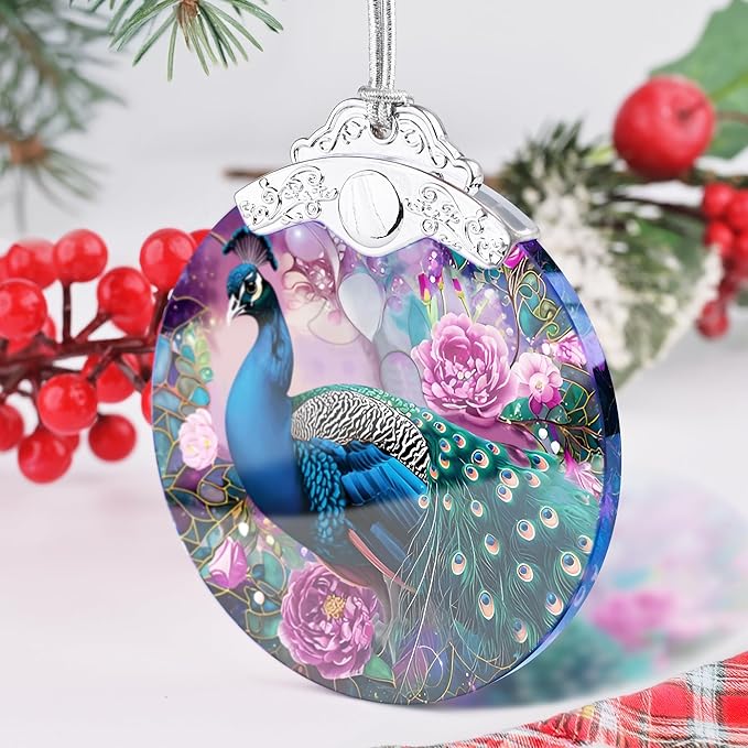 Peacock Ornament, Christmas Ornaments, Christmas Decorations for Tree, Stained Glass Ornament, Heirloom Keepsake, Gift Exchange, Gift Ideas, Bauble Present