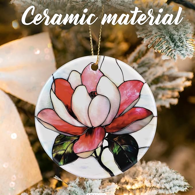 Magnolia Flower Christmas Ornaments: Christmas Tree Ornaments, Holiday Decor for Flower Lovers, Stocking Stuffers, Gift Ideas, Xmas Gifts & Gifts for Nature and Garden Lovers
