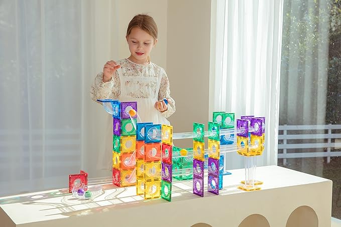 120PCS Premium MagneticTiles Marble Run, MagnetTiles, STEM AUTHENTICATED, Magnetic Blocks, Magnetic Building Blocks, Magnets for Kids, MagneticTile Toy, Boys Girls Age 3 4 5 6 7 8