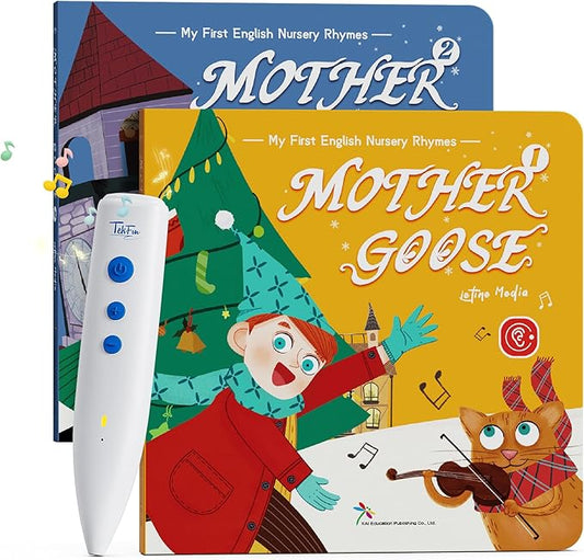 TEKFUN Talking Pen Books Set, Nursery Rhymes Toys for Toddlers, Learning Interactive Toys, Educational Electronic Sound Books for Preschoolers, Autism Sensory Toy for Boys Girls 2 3 4 5 6