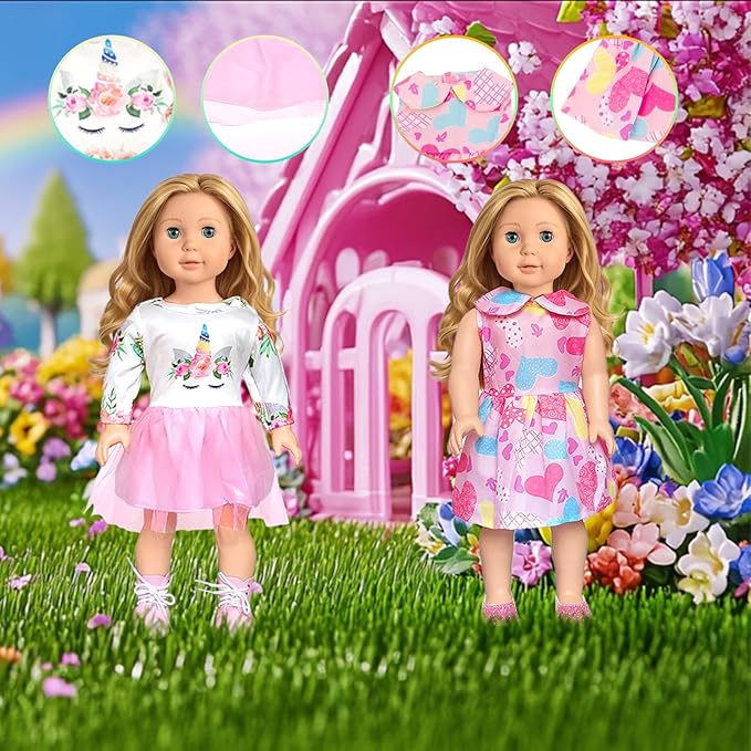 18 inch Doll Clothes Accessories for Girl Doll Clothes(10 Set)