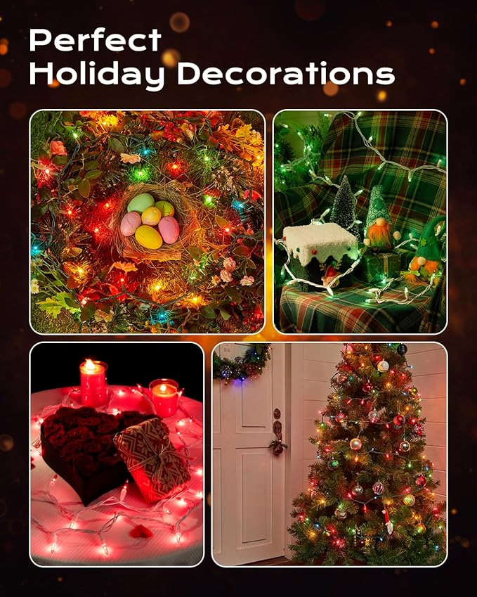 Brightown Clear Christmas String Lights, 100-Count 25ft Incandescent Bulb Mini Lights for Indoor Holiday Decor, Christmas Tree Garland Wedding Party Multi-Use Festival Decoration, Green Wire