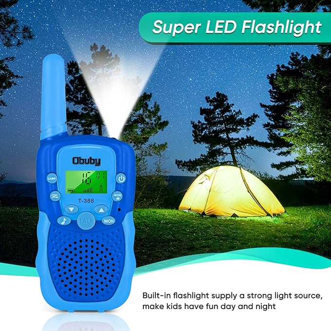 Walkie Talkies for Kids - 22 Channels 2 Way Radio with Backlit LCD Flashlight, 3 KM Range, Gift Toys for Age 3 and Up, Boys and Girls, Outdoor, Hiking, Camping
