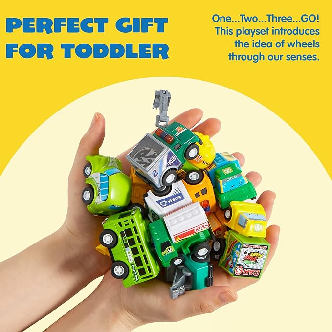 JOYIN 25 Pieces Pull Back Cars and Trucks Toy Vehicles Set for Toddlers, Girls and Boys Kids Play Set, Die-Cast Car, Kids Party Favors, Easter Stocking Stuffers, Birthday Gift