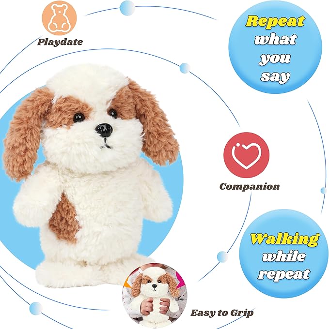Hopearl Talking Cockapoo Singing Puppy Repeats What You Say Dog Walking Electric Interactive Animated Toy Speaking Plush Buddy Gift for Toddlers, 9''