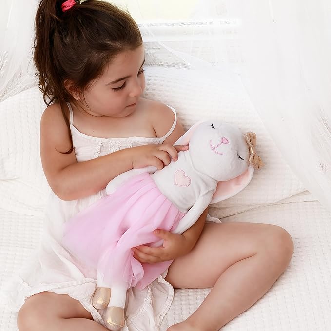 Perfectto Design Bunny Ballerina Stuffed Animal for Girls, Plush Toy Doll - Cute Doll Set Dress Up for 3 4 5 Year Old Girl - Gift for Little Girl, Birthday, Christmas Age 3-9
