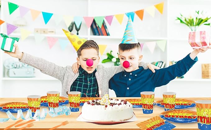 168Pcs Anime Theme Party Supplies Blue and Orange Dragon Paper Plates and Napkins Cartoon Anime Birthday Decoration Tableware Set for Kids Boys 24 Guests Birthday Party