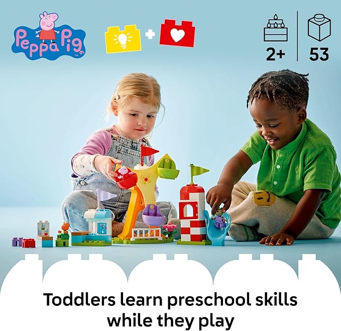 LEGO DUPLO Peppa Pig Funfair Toddler Toy - Sensory Toy Featuring Peppa Pig - Fun Gift for 2+ Year Old Boy or Girl - Helps Preschoolers Develop Color Sorting and Fine Motor Skills - 10453