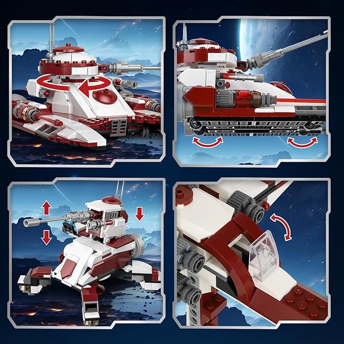 3 in 1 Space Vehicle Building Set - Buildable Space Fighter, Galactic Battle Tank, Anti Vehicle Cannon, Compatible with Lego, Great Birthday Gift Toy for Star Fans Kids Boys Girls Ages 6+