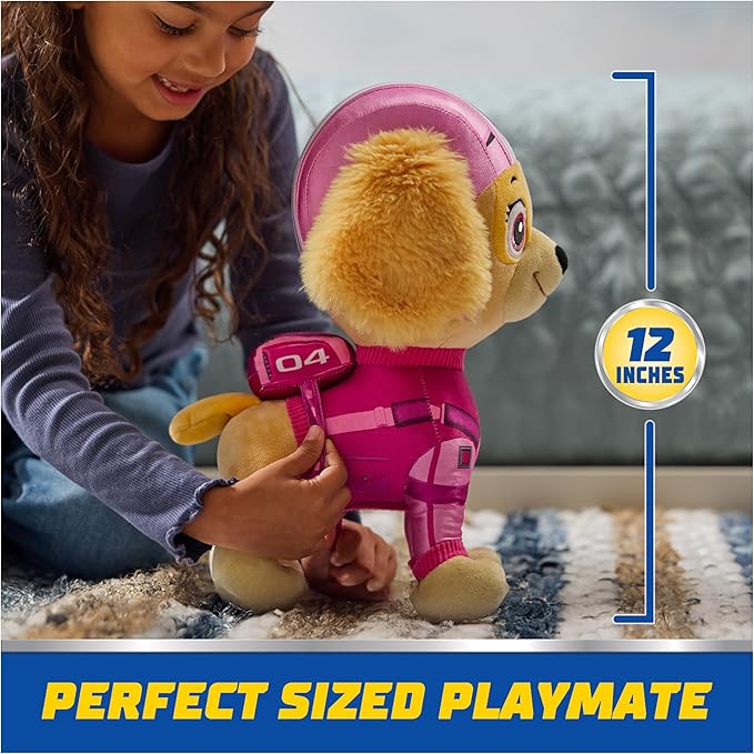 PAW Patrol: Air Rescue, Skye Plush Toy, 12-Inch Tall, Premium Stuffed Animals, with Removable Backpack, Kids Toys for Boys and Girls Ages 3 and up