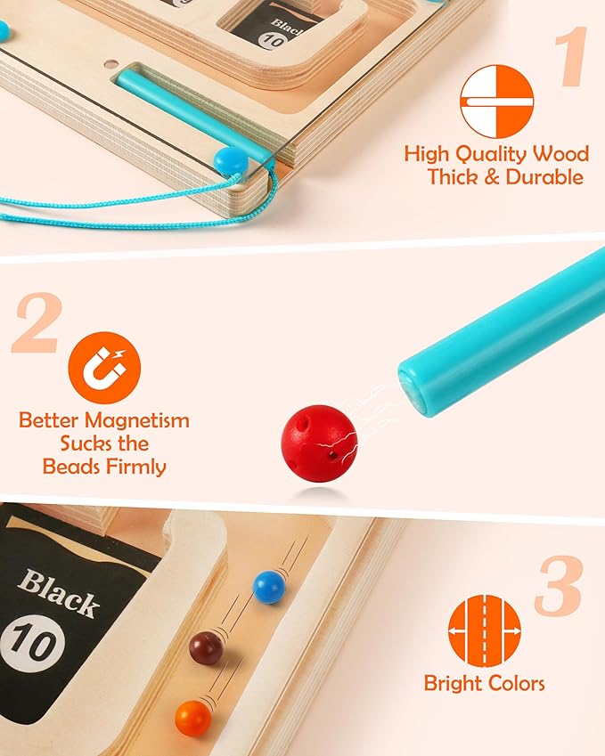 SYNARRY 3 in 1 Montessori Toys for 3+ Year Old, Educational Magnetic Color and Number Maze, Shape & Number Wooden Puzzle Counting Learning Toys for Toddlers 3-5 Years, Preschool Learning Activities