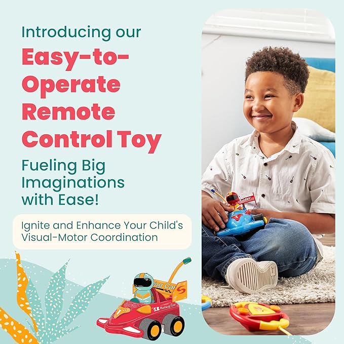 OMBU 2pk Remote Control Car for Kids - Toddler Toys 3-4, Remote Control Car for Toddlers 1-3 with Music and LED Lights, Gifts for 3 Year Old Boys - for 18+ Months