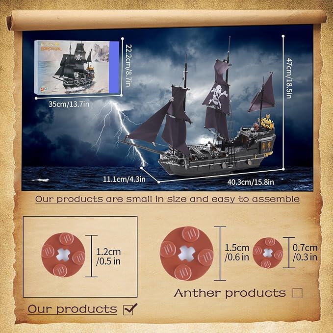 1424PCS Pirate Ship Building Blocks Toys,Creator Architecture CorsairBuilding Set(Not Compatible with Lego Pirates of The Caribbean), Wonderful Choice for 6+ Boys, Girls or Adults