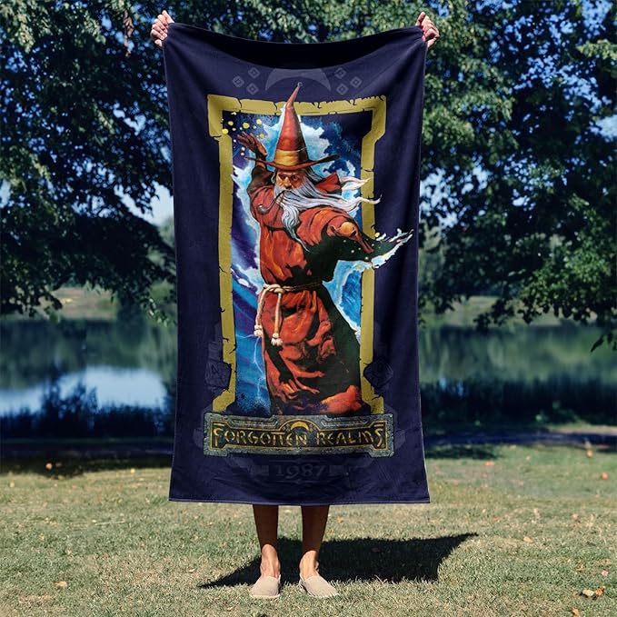 NORTHWEST Dungeons & Dragons Beach Towel 2-Pack – Soft, Sand-Free, Fast-Drying Oversized Pool Towels, Lance Wizard Realms Design, 30" x 60"