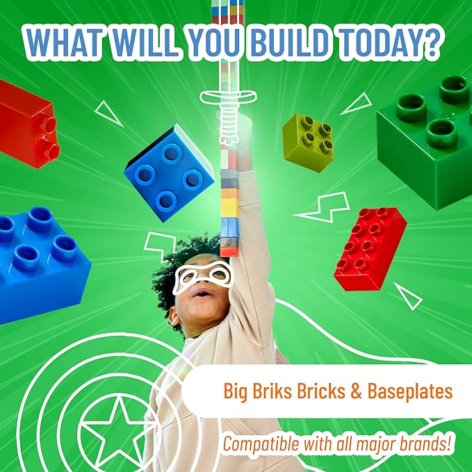 Strictly Briks Toy Large Building Blocks for Kids & Toddlers, Big Bricks Building Blocks for Ages 3 and Up - Compatible with All Major Brands, Blue, Green, Red, & Yellow, 108 Pieces - Toy Building Set