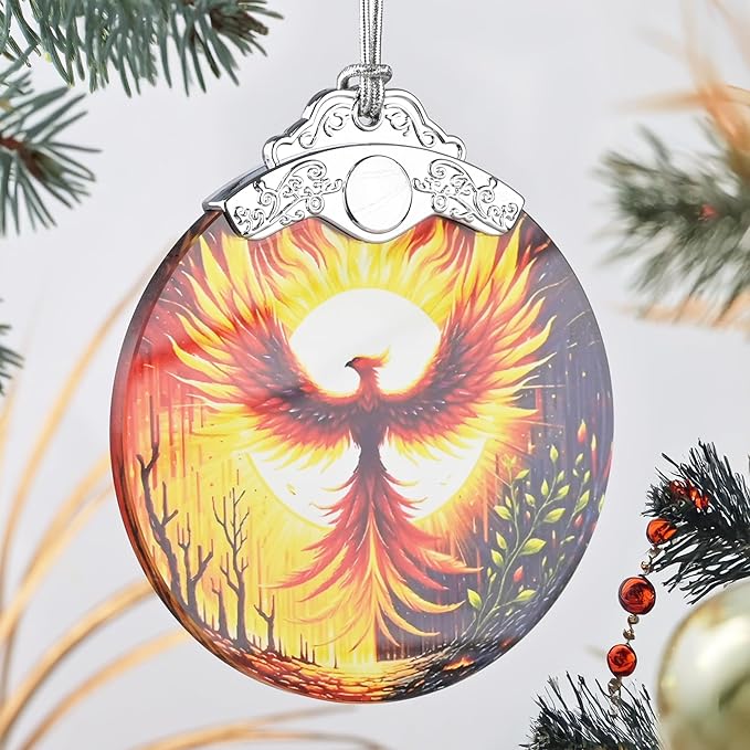 Phoenix Stained Glass Ornament, Christmas Ornaments, Christmas Tree Decorations, Phoenix Christmas Decor, Phoenix Ornaments for Christmas Tree, Holiday Presents, Gift Exchange Ideas