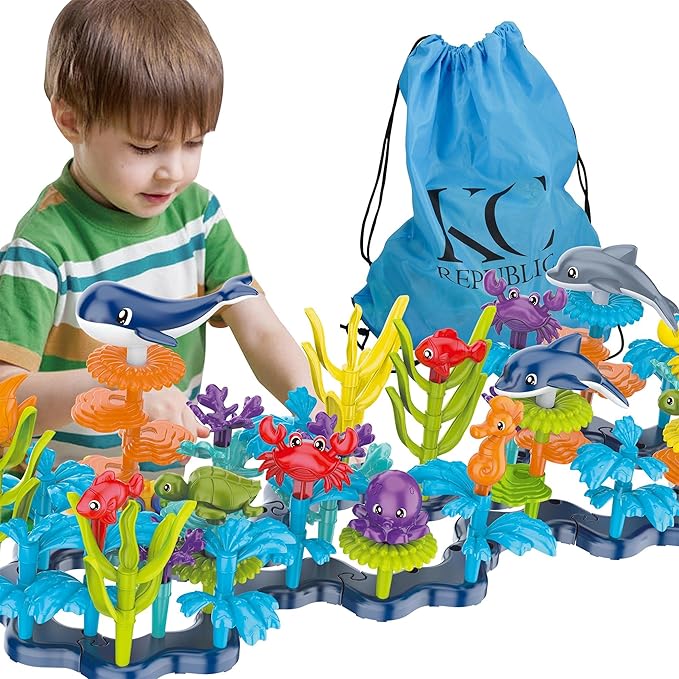 Ocean Reef 180pcs Building Set, STEM Toy for Kids Age 3, 4, 5, 6, Interlocking Toy Building Block