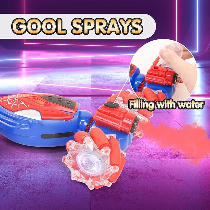 4WD Remote Control Gesture Sensor Car, Gesture Sensing Rc Stunt Car with Light & Music & Spray,for 6-12 Year Boys & Girls,Double Sided Drift Truck Off Road 360° Flips,Birthday for Kids