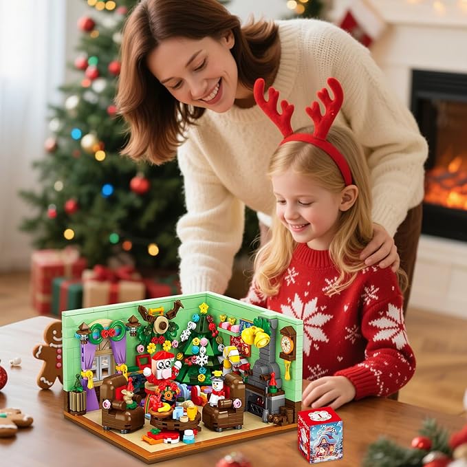 Advent Calendar 2025 Building Blocks Set - 24-Day Christmas Countdown Calendar - Santa Sleigh Christmas Tree Decorations Gifts for Kids Boys & Girls and Adults(669PCS)
