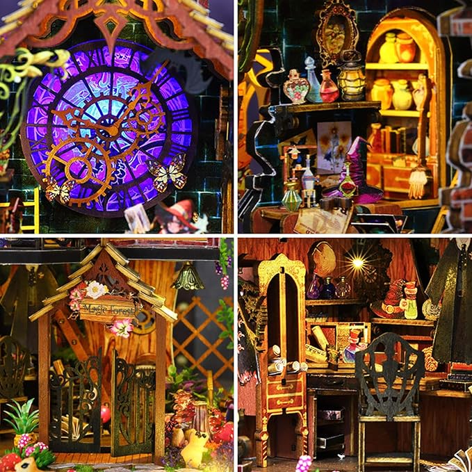 DIY Miniature Wooden Dollhouse Kit, DIY Miniature House Kit for Adults and Teens, DIY Mini Dollhouse Kit (Magic Spirit)