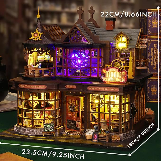 DIY Miniature Wooden Dollhouse Kit, DIY Miniature House Kit for Adults and Teens, DIY Mini Dollhouse Kit (Magic Treasure House)