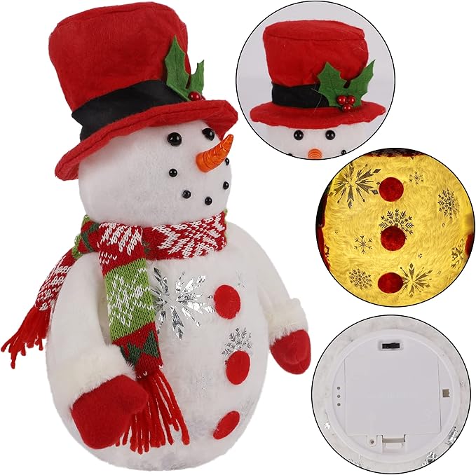 13.5 Inch Lighted Christmas Table Decorations, LED Lighting Snowman Tabletop Figurine, Winter Xmas Decor for Home Indoor Kitchen Room Holiday Party
