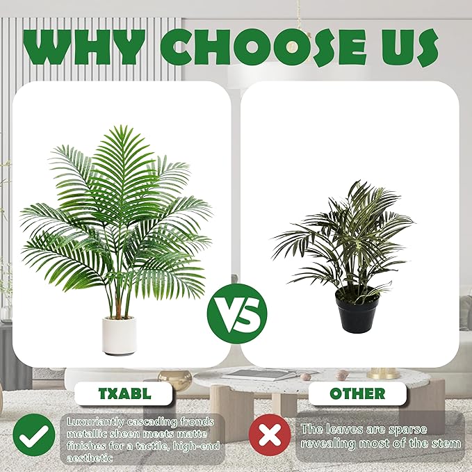 2 Pack Artificial Palm Tree Indoor Plant 3FT Tall Fake Tropical Palm Tree in Pot, Real Bark Design Faux Areca Palm Tree for Home Office Living Room Bedroom Farmhouse Modern Outdoor Topiary Tree
