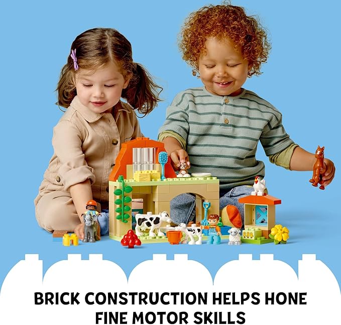 LEGO DUPLO Town Caring for Animals at The Farm Building Toys Playset - Learning, Educational Toys for Toddlers & Preschool, Ages 2+ - Building Blocks for Pretend Play Set W/Animal Figures - 10416