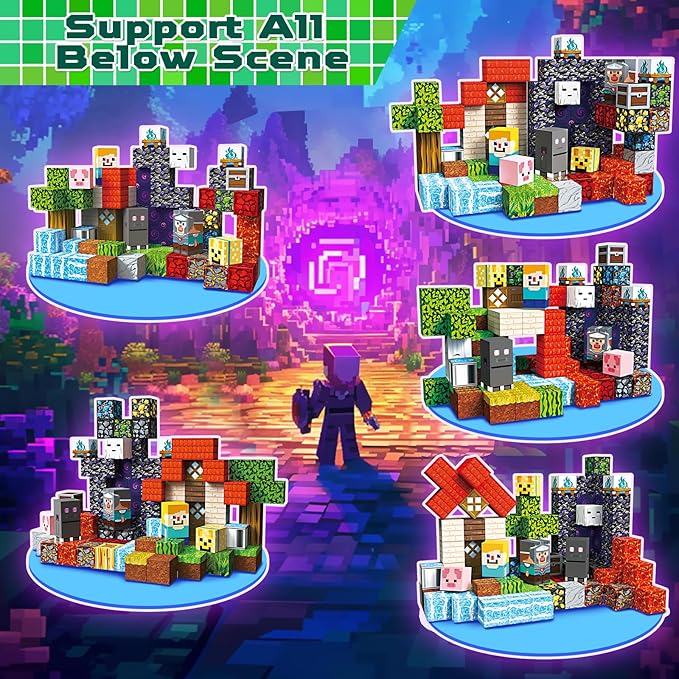 100 PCS 0.8in Magnetic Blocks - Magnet Toys for Kids, Magnetic Building Blocks Cubes, Stacking Magnets, School STEM Toys Birthday Gifts for Boys and Girls Age 3+ Years Old (Theme: Portal)