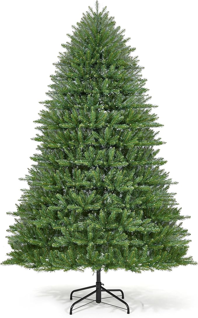 Garvee 7.5ft Artificial Christmas Tree Prelit, PVC Xmas Tree with 2165 Branch Tips, 600 Dual-Color LED Lights & Foldable Base, for Holiday, Party, Christmas Decorations, Green