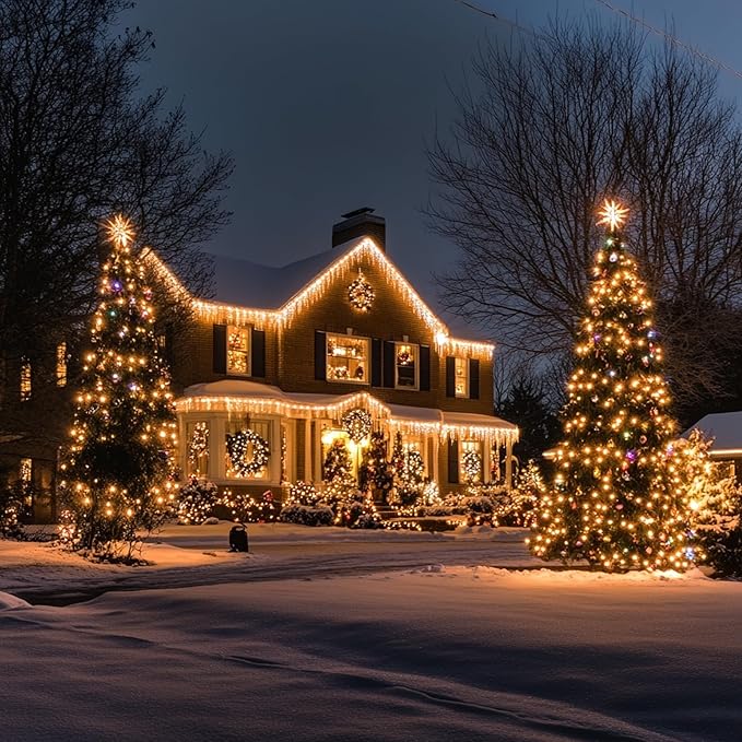 Dazzle Bright Warm White Christmas Mini String Lights, 2 Pack Total 60FT 300 Incandescent White Wire Fairy Lights, Waterproof Christmas Decorations for Indoor Outdoor Party Garden Yard Decor