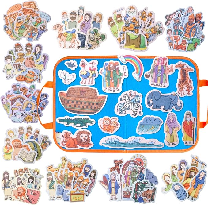 CHEFAN 12 Pack Felt Board Bible Stories Pieces,Flannel Board Stories for Preschool Activities Included a Felt Bag