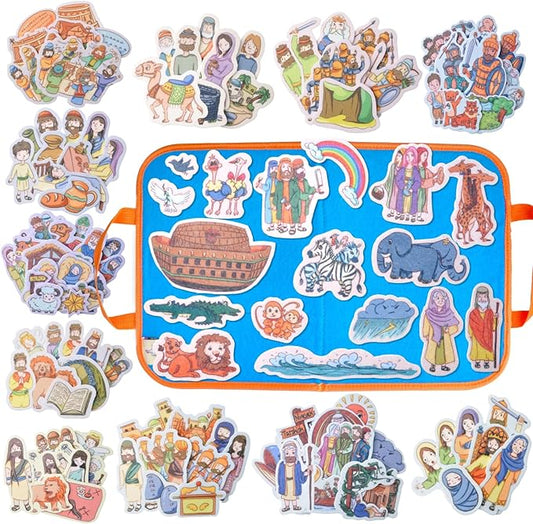 CHEFAN 12 Pack Felt Board Bible Stories Pieces,Flannel Board Stories for Preschool Activities Included a Felt Bag