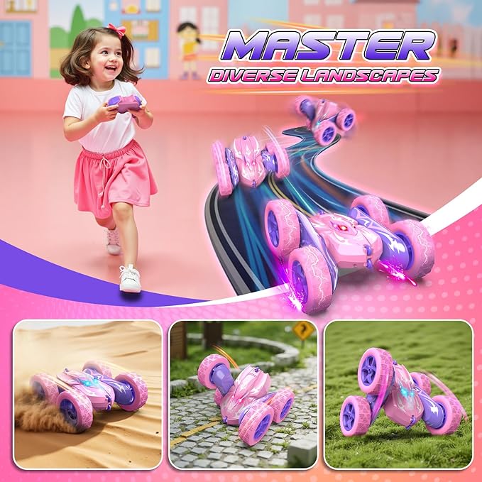 Remote Control Car, 4WD 2.4GHz Fast RC Cars with Wheel Lights, Toys for Age 3-12 Birthday Gifts Christmas Toys for 3-12 Year Olds, Type-C Charging Rechargeable