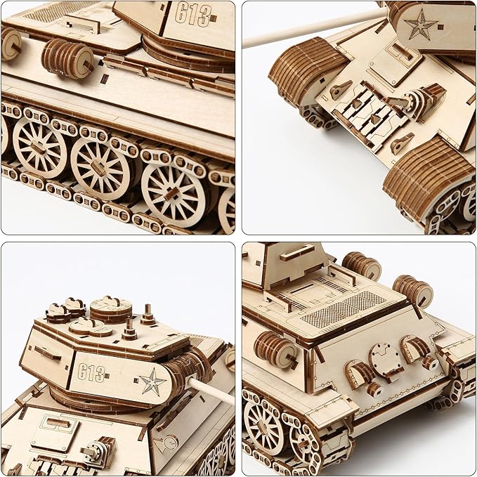 3D Wooden Puzzle for Adults, DIY Tank Model, Creative Assembly Model Building for Adults, DIY Assembly Puzzle, Woodcraft Kit for Christmas Day
