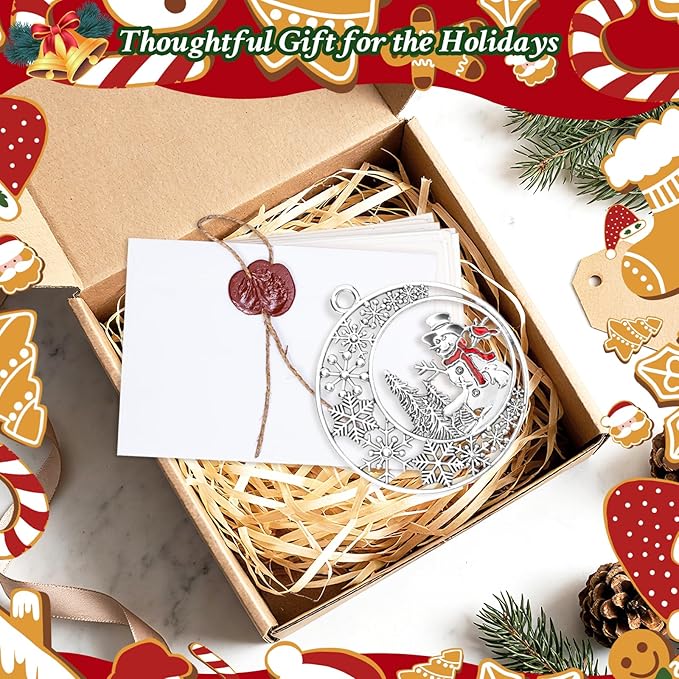 Metal Snowman Christmas Tree Ornaments 2025 - Pewter Plated Vintage Style Holiday Ornament with Hanging Cord