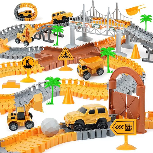 BEMITON Race Tracks Toys for Kids - Best Birthday Gifts for 3 4 5 6 7 Year Old Boys - Flexible Construction Track Set for Kids Ages 3-7, DIY Road Cars Play 220+ Pcs